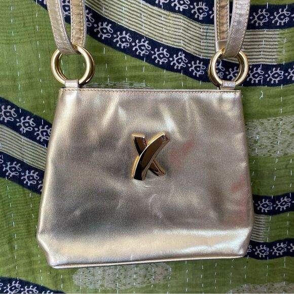 Vintage 80's Paloma Picasso Gold Leather Crossbody Purse One Size - Picture 2 of 13